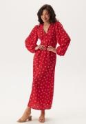 BUBBLEROOM Balloon Sleeve Maxi Dress  Red/Patterned 38