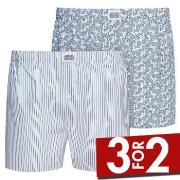 Jockey 2P Woven Boxer Shorts Blå/Hvit bomull Small Herre
