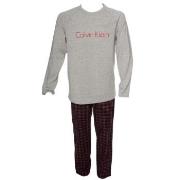 Calvin Klein Holiday PJ Woven LS Pant Set Grå/Rød bomull X-Large Herre