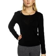 Damella Wool Long Sleeve Top Svart ull Small Dame