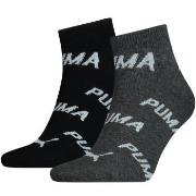 Puma Strømper 2P BWT Quarter Sock Svart/Grå Str 43/46