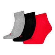 Puma Strømper 3P Quarter Socks Rød/Grå Str 43/46