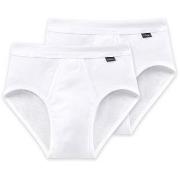 Schiesser 2P Essentials Fine Rib Sports Briefs Hvit bomull Medium Herr...