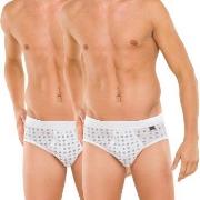 Schiesser 2P Essentials Sport Briefs With Fly Hvit bomull Medium Herre