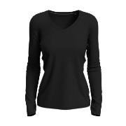Stedman Claire V-neck Long Sleeve Svart ringspunnet bomull Medium Dame