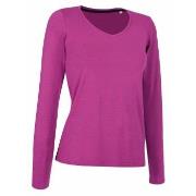 Stedman Claire V-neck Long Sleeve Rosa ringspunnet bomull Small Dame