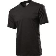 Stedman Classic V-Neck Men T-shirt Svart bomull X-Large Herre