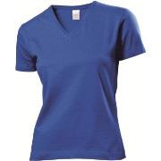 Stedman Classic V-Neck Women T-shirt Royalblå bomull X-Large Dame