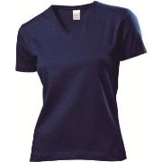 Stedman Classic V-Neck Women T-shirt Marine bomull Small Dame