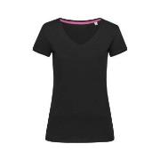 Stedman Megan V-neck Svart ringspunnet bomull Large Dame