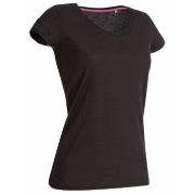 Stedman Megan V-neck Svart ringspunnet bomull X-Large Dame