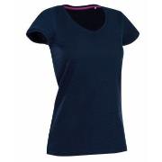 Stedman Megan V-neck Marine ringspunnet bomull Medium Dame