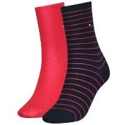 Tommy Hilfiger Strømper 2P Classic Small Stripe Socks Marine/Rød Str 3...