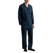 Gant Woven Cotton Stripe Pajama Set Blå/Grønn bomull Large Herre