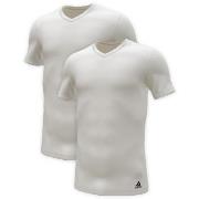 adidas 2P Active Flex Cotton 3 Stripes V-Neck T-Shirt Hvit bomull Larg...