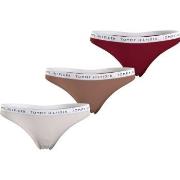 Tommy Hilfiger Truser 3P Recycled Essentials Thong Natur/Rød Medium Da...