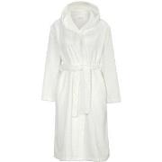 Damella Jaquard Fleece Hoodie Robe Hvit polyester Large Dame