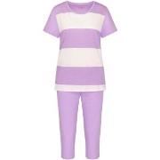 Triumph Pyjama Set X 01 Hvit/Lilla bomull 40 Dame