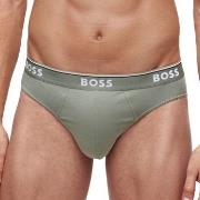 BOSS 3P Solid Cotton Power Brief Blå/Grønn bomull Large Herre