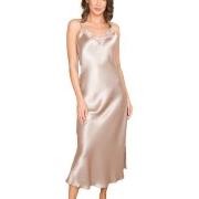 Lady Avenue Pure Silk Long Nightgown With Lace Perlhvit silke Medium D...