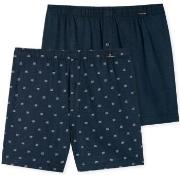 Schiesser 2P Fun Print Boxershorts Marine bomull Medium Herre