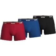 BOSS 3P Cotton Stretch Boxer Brief Long Svart/Blå bomull X-Large Herre