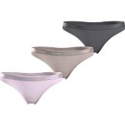 Tommy Hilfiger Truser 3P EverydayThong Rosa/Beige Small Dame