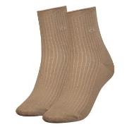 Calvin Klein Strømper 2P Women Short Roll Top Sock Beige One Size Dame