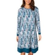 Lady Avenue Bamboo Longsleeve Nightdress Blå Mønster Bambus Small Dame