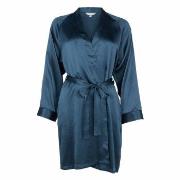 Lady Avenue Pure Silk Short Kimono Petrol silke Small Dame