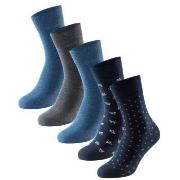 Schiesser Strømper 5P Men Blue Bird Socks Blå Mønster Str 39/42 Herre