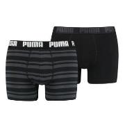 Puma 2P Heritage Stripe Boxer Svart stripet bomull Medium Herre