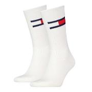 Tommy Men Uni TJ Flag Socks Strømper 2P Hvit Str 43/46