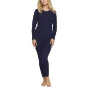 Damella Bamboo Plain Long Pyjamas Set Marine Bambus Small Dame