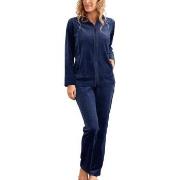 Damella Velour Plain Suit Marine Medium Dame