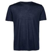 Panos Emporio Wool Tencel Short Sleeve Top Marine Medium Herre