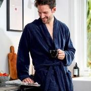 Topeco Mens Terry Bathrobe Marine bomull L/XL Herre