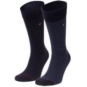 Tommy Hilfiger Strømper 2P Men Sock Stripe Svart/Blå Str 39/42 Herre