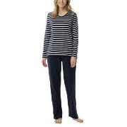 Schiesser Women Straight Leg Long Pyjama Blå/Hvit bomull 42 Dame