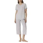 Schiesser Women Three Quarter Pyjamas Hvit/Grå bomull 40 Dame