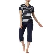 Schiesser Women Three Quarter Pyjamas Blå/Hvit bomull 42 Dame