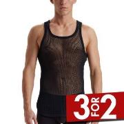 Dovre Wool Mesh Tank Top Svart ull Small Herre