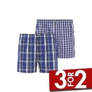 Jockey 2P Woven Boxer Shorts 3XL-6XL Marine Rutete bomull 6XL Herre