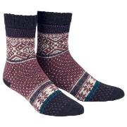 Damella Strømper Wool Socks Marine/Rød Str 39/42 Dame