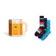 Happy socks Strømper 3P Wurst And Beer Gift Set Marine bomull Str 36/4...