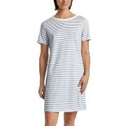 Calida Cotton Stripes Shortsleeve Nightdress Lysblå Stripet bomull Lar...