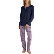 Calida Lovely Nights Pyjama Button Tab Marine/Rød bomull X-Small Dame