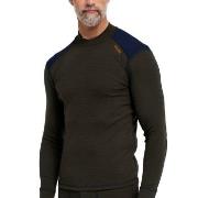 Dovre Folded Collar Baselayer Militærgrønn ull Small Herre