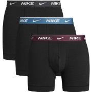 Nike 3P Everyday Cotton Boxer Svart/Vinrød bomull Small Herre