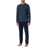 Schiesser Casual Essentials Long Pyjama Round Neck Mørkblå bomull Larg...